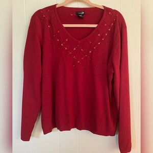 East 5th Blouse Women’s XL Red Beads Sequins Casual Party